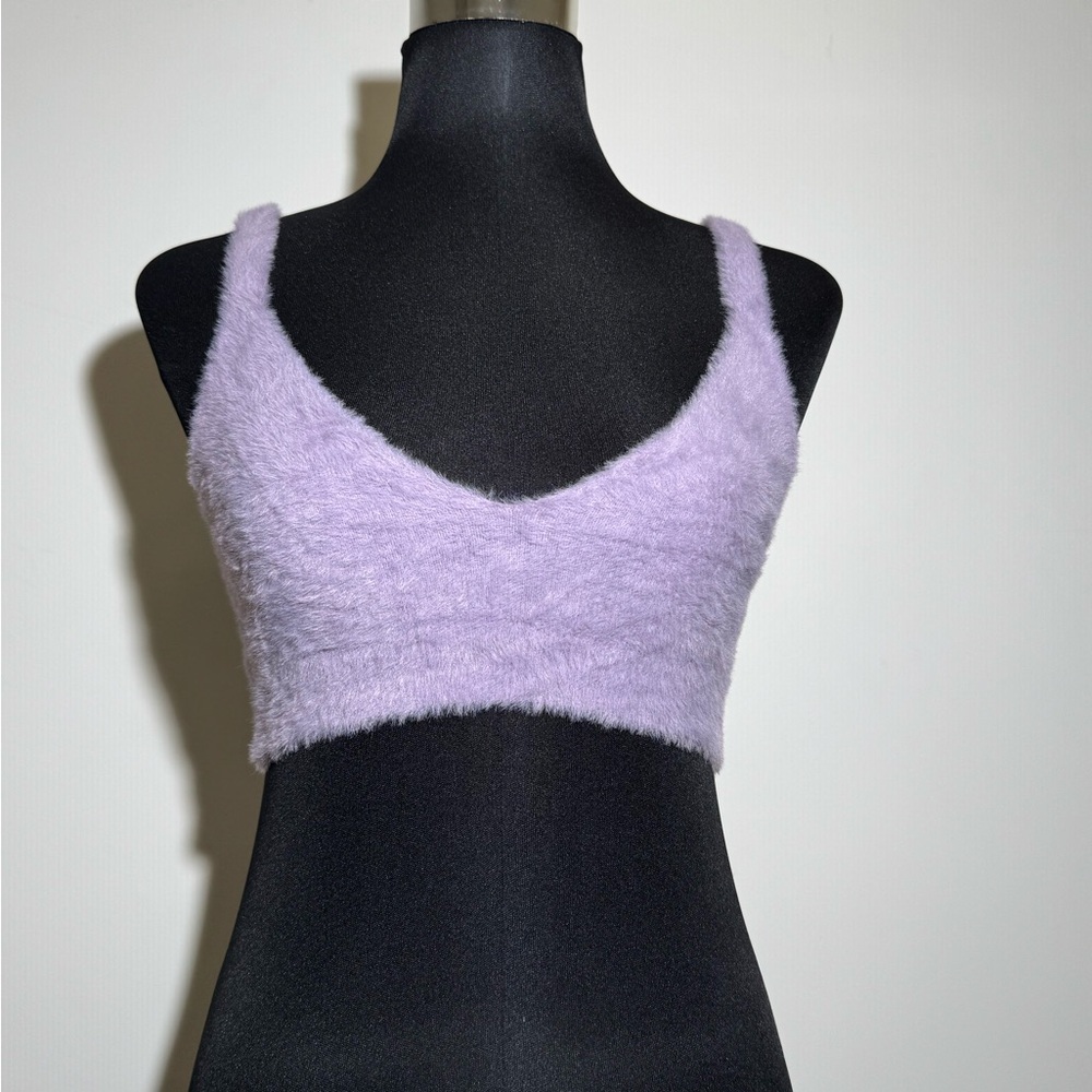 Olivaceous Lavender Fuzzy Crop Top